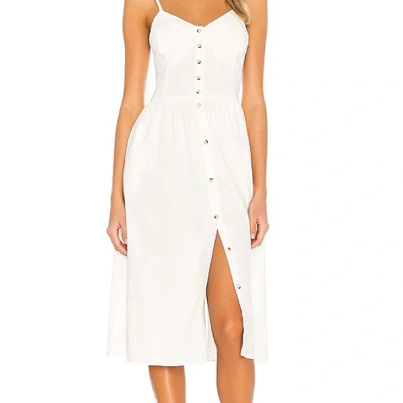 ROLLA'S Cream Midi Dress with Button Detail - Picture 2 of 8